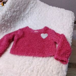 c solid pink fluffy long sleeve top 2T